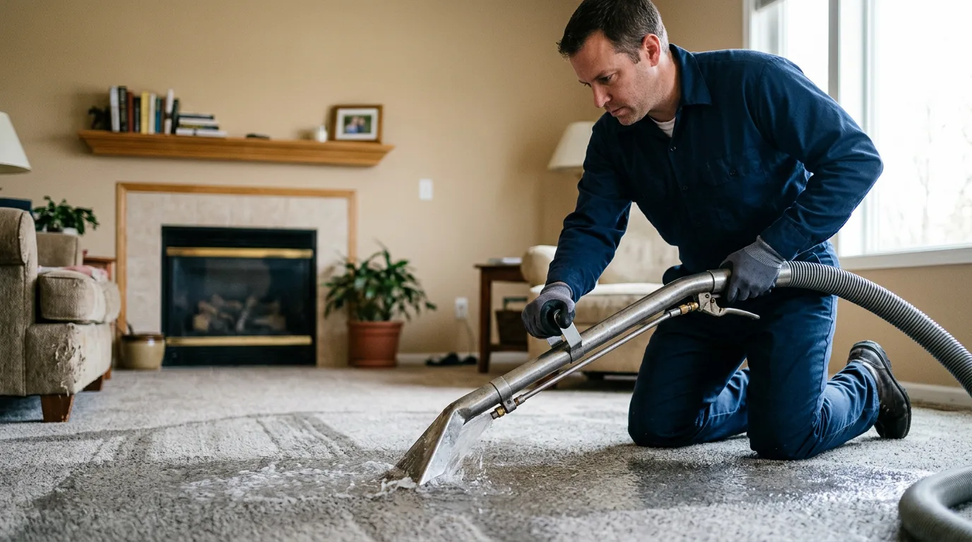 Water damage restoration technician working near Danforth, IL